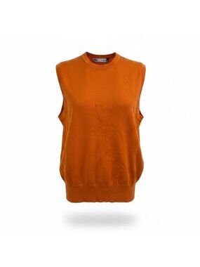 Zara Womens Orange Knit Sleeveless Sweater Viscose Blend Elastic Hem Size M